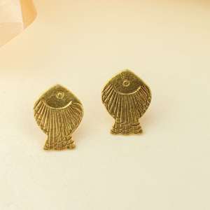 Luxury Anokhi Fish Motif <b>Huggie</b> Earrings Gold Plated Handmade Designer Jewelry for Women Gift - Product Image 1