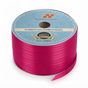 Ruban en satin magenta simple face 6 mm, 100 % polyester, résistant au rétrécissement, personnalisable, rouleau de 350 mètres, emballage de beauté, boutique, cadeau - Product Image 1