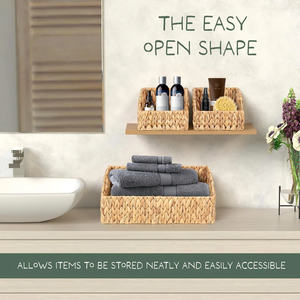 Juego de 3 Cestas de Almacenamiento Tejidas a Mano de Jacinto de Agua – Contenedores Organizadores Decorativos de Mimbre Natural con Asas Integradas para Baño - Product Image 5
