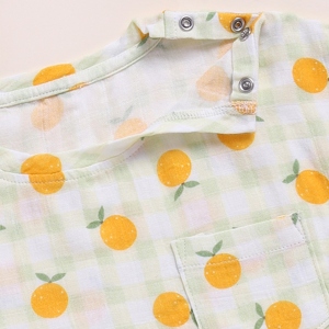 Camisetas de bebé con estampado naranja de gran tamaño de muselina orgánica de calidad superior - Product Image 3