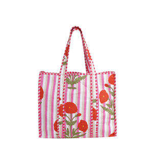 Cotton Quilted Handmade Eco-Friendly Reversible Tote Bag Bohemian Open Top All Seasons Summer Autumn Beach Solid Color Style - Product Image 4