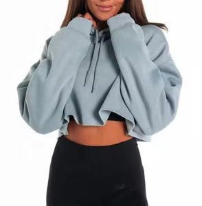 Hoodies courts personnalisés avec logo pour femme, en coton, grandes tailles, design OEM, les plus vendus - Product Image 6