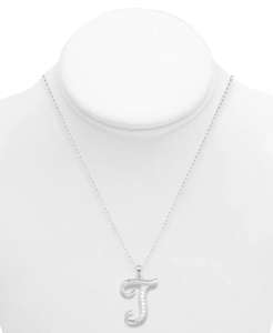 Collar Colgante Diamante T Inicial 18 "(1/10 CT. T. W.) en plata esterlina | Macy's - Product Image 2