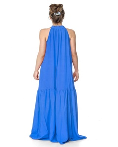 Attractive Resort Wear Mum & Me Matching Blue Sleeveless Loose &light Weight Long Maxi Dress Set Crafted With Soft Cotton Fabric - Product Image 5