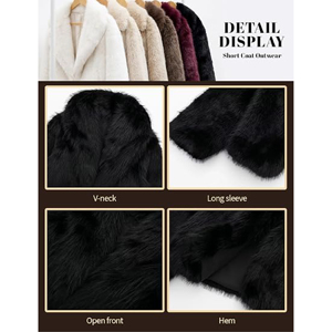 Manteau en fausse fourrure shaggy opulente et volumineuse pour femme, col à revers en peluche, ouvert sur le devant, vêtement d'extérieur d'hiver haut de gamme, sur mesure, surdimensionné et duveteux - Product Image 4