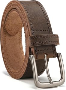 Cinturón de Cuero Genuino para Hombre, Hebilla Cuadrada Plateada, Casual, Ajustable, Color Sólido, para el Trabajo y Uso Diario - Product Image 2