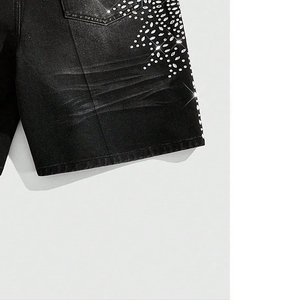 Nouvelle mode OEM à prix abordable pour hommes : Short en toile uni avec strass, style urbain, écologique, respirant, logo/couleurs personnalisables, haute qualité - Product Image 4