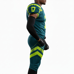 Men's American Football Jersey Set V-Neck Short Sleeve Sublimated Moisture Wicking Fitted 100% Polyester Striped Design - Product Image 6