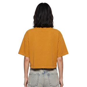 Camiseta de mujer con hombros caídos, bordado desgastado, cuello redondo, letras bordadas, corte holgado, estilo oversize de verano - Product Image 5
