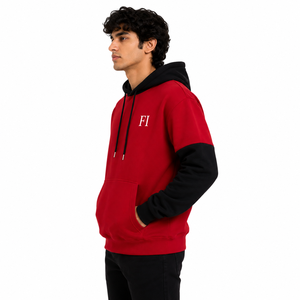 Sweat-shirts à capuche bicolores épais, personnalisables avec broderie, en molleton de coton, vêtements streetwear, fabrication OEM, fournisseur en gros - Product Image 5