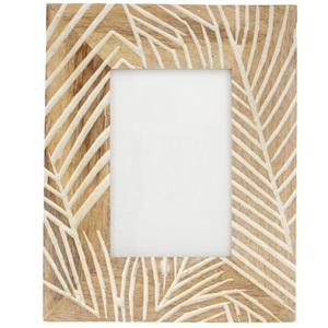 Handcrafted Solid Mango Wood Carved Leaf Photo <b>Frame</b> Bulk Wholesale Home Customizable Artisanal <b>Picture</b> - Product Image 1
