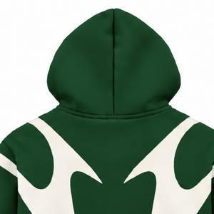 Sudadera con capucha verde bosque con paneles en contraste y cremallera completa para hombre, estilo urbano, manga larga, informal, de forro polar, con bolsillos. - Product Image 4