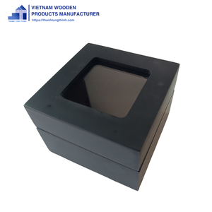 Caja de Madera Cuadrada con Ventana Negra Hecha a Mano en Vietnam para Guardar Joyas, Relojes y Gafas - Product Image 2