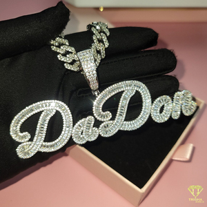 " DoDon " <b>Letter</b> Pendant With Cuban Link Chain Moissanite Diamond Hip Hop Necklace Luxury Jewelry - Product Image 3