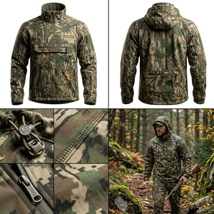 Wholesale Custom Summer <b>Waterproof</b> Silent Softshell Hunting <b>Jacket</b> Mens Insulated <b>Camo</b> Windproof Outdoor Tactical Nylon Front - Product Image 6
