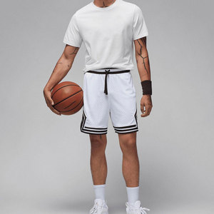 <b>Men</b> Diamond <b>Shorts</b> 100% Polyester Mesh <b>White</b> and Black Dry and Comfortable Athletic <b>Shorts</b> with Elastic Waistband and Striped - Product Image 3