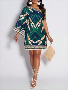 Vestido Mini de Verano para Mujer, Estilo Tropical, con Mangas Abullonadas y Espalda Descubierta - Product Image 2