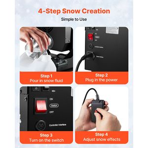 Macchina per la Neve da 2000W ad Alta Potenza con Telecomando Wireless/Cablato, Testa Orientabile a 90 Gradi, Generatore di Neve per Copertura di Ghiaccio Secco - Product Image 6