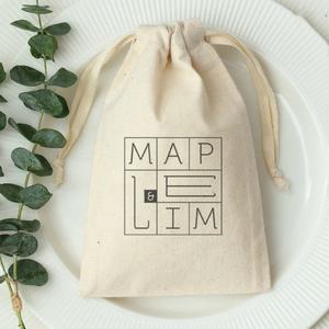 Sac à cordon en coton au design élégant avec poignée Sacs-cadeaux d'épicerie pliants de couleur naturelle - Product Image 1