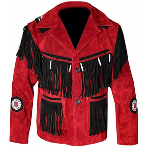 New Western Style Warm Red Black Genuine <b>Leather</b> Bomber Motorcycle <b>Jackets</b> Stylish Comfortable Long Sleeve Waterproof - Product Image 1