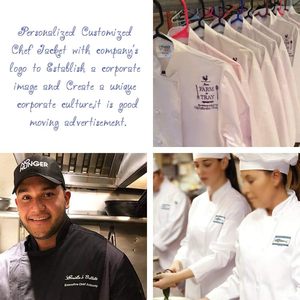 เสื้อเชฟสีขาวแบบสั่งทำพิเศษ ผ้าทวิลล์ สำหรับโรงแรมและร้านอาหาร แขนสั้น สำหรับทำอาหาร - Product Image 3