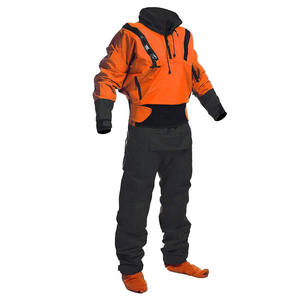 Orange Waterproof Breathable Drysuit <b>Work</b> Coverall with <b>Black</b> Panels and Hooded Design - Product Image 1