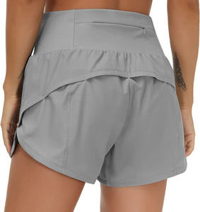 Shorts Deportivos de Cintura Alta Color Rosa para Mujer, de Secado Rápido, con Bolsillos, Ajuste Deportivo, Cintura Elástica, Tejido de Punto - Product Image 2