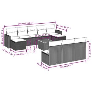 Juego de 11 Sofás de Jardín de Ratán PE Beige con Patas Ajustables Grandes - Product Image 3