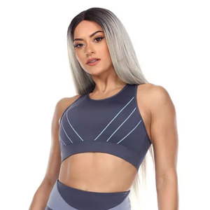 สินค้าขายดี เสื้อครอปโยคะไร้ตะเข็บสำหรับผู้หญิง คอกว้าง สายไขว้หลัง สีพื้น ระบายอากาศได้ดี ผลิตจากผ้าสแปนเด็กซ์และโพลีเอสเตอร์ เหมาะสำหรับออกกำลังกาย - Product Image 2
