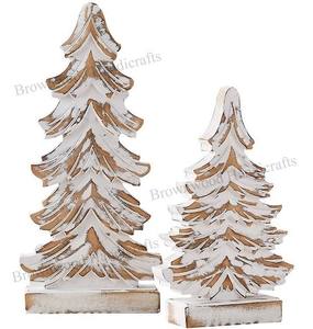 Juego de 2 Adornos Navideños de Madera de Mango Tallados a Mano, Decoración Navideña Rústica de Madera para Ambiente Festivo y Regalos - Product Image 2