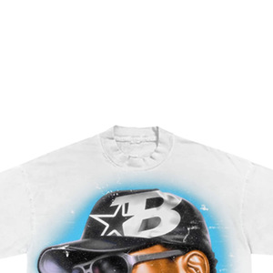 <b>Men's</b> White Short Sleeve T-Shirt Silk Screen Printed Street Style <b>Turtleneck</b> Regular Fit Cotton Jersey Photo Print Front Logo - Product Image 2