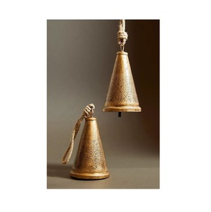 Antique Metal Wind Chime <b>Bell</b> With Embossed Pattern Gold Plated Home Decoration Irregular Shape Etched Design - Product Image 1