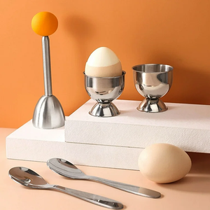 Porta Huevos de Acero Inoxidable de Alta Calidad con Logotipo Personalizado, 2 Piezas, para Huevos Cocidos, para la Mesa del Desayuno y la Cena - Product Image 6