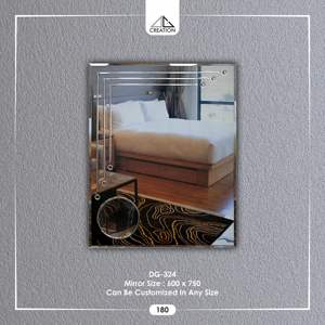 Espejo de aumento de pared con diseño de ranura en V de varias capas, sin marco, estilo Art Deco, ecológico y ligero - Product Image 4