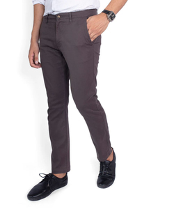 Pantalon chino homme coupe droite marron foncé avec poches latérales, en coton mi-lourd, décontracté, saison automne, fermeture boutonnée - Product Image 4