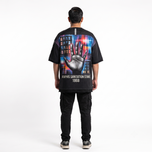 T-shirt graphique surdimensionné pour homme I Am A Man, noir, en coton, style streetwear, manches courtes, col rond, imprimé photo, coupe jersey - Product Image 2
