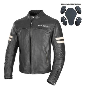 Men's Slim Fit Motorcycle Style Biker Jacket in Black Genuine Leather with Zipper Pockets Casual Outerwear Coat ODM Supply - Product Image 2