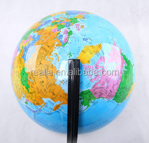 Globo Terráqueo Educativo de Plástico Premium con Base Metálica Dorada para Uso Escolar - Product Image 4
