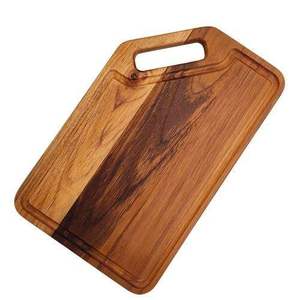 Planche à découper rectangulaire en bois rustique, finition naturelle, antidérapante, plateau de service pour fromage, planche à découper pour la cuisine - Product Image 4