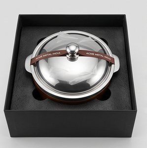 Cacerola Redonda de Metal Esmaltado ACME Premium, Diseño Minimalista con Tapa de Acero Inoxidable, Recipiente Aislado para Mantener la Comida Caliente - Product Image 4