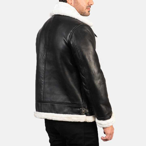 Veste en cuir pour homme de qualité supérieure, style slim fit, en cuir d'agneau pur du Pakistan, véritable veste de motard en cuir avec doublure en fourrure pour l'hiver - Product Image 6