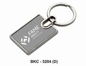 Llavero Metálico Rectangular Promocional con Placa de Identificación Gris, Anillo para Llaves Premium para Marca Corporativa - Product Image 1