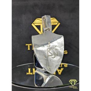 Colgante de escudo con inicial personalizada, diamantes de moissanita VVS azules y blancos en plata de ley 925, joyería unisex estilo hip hop. - Product Image 5