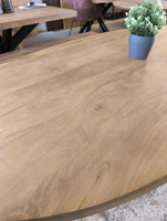 Mesa de comedor ovalada de madera maciza nórdica personalizada, más vendida, juego de mesa y sillas para restaurante, muebles de cocina