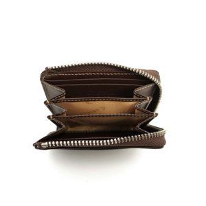 Best Value Castello Luxury Saffiano Leather Accordion Zippered Card Utility Pouch Polyester Black Dark Brown Grey - Product Image 4