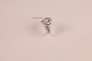 Pear Cut Diamond Engagement <b>Ring</b> , 10K,14K or 18K solid gold & <b>925</b> <b>Silver</b> Leb Grown Diamond igi Certified Classic Style - Product Image 3