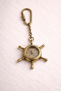 Vintage brass compass keychain ship wheel design metal navigation key holder nautical theme keyring for <b>gift</b> and souvenir use - Product Image 2