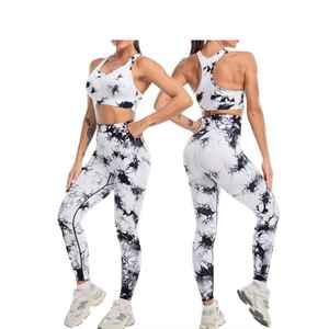 Wholesale Custom High Quality Womens Yoga Set Sublimation Printed Tummy Control Leggings & Fitness Bra - Product Image 1