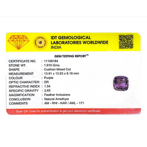 Natural Amethyst Gemstone 9.55 Carat Certified Wholesale Polished Healing Stone - Product Image 4