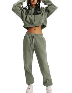 <b>Women's</b> Hoodies & Sweatshirts Oversize Drop Shoulder Two Piece <b>Set</b> Tracksuit Jogger Heavy <b>Weight</b> Custom Hoodie Maker - Product Image 2